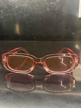Transparent Pink Rectangular Sunglasses